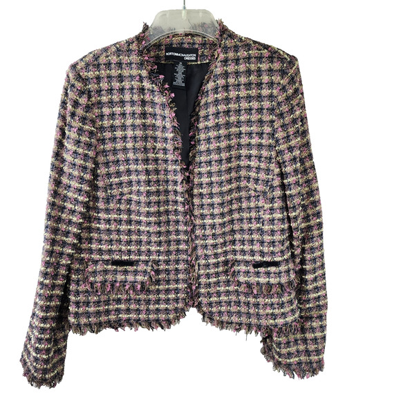 Norton McNaughton No Button Woven Fringed Short Blazer Size 10 - Picture 1 of 8